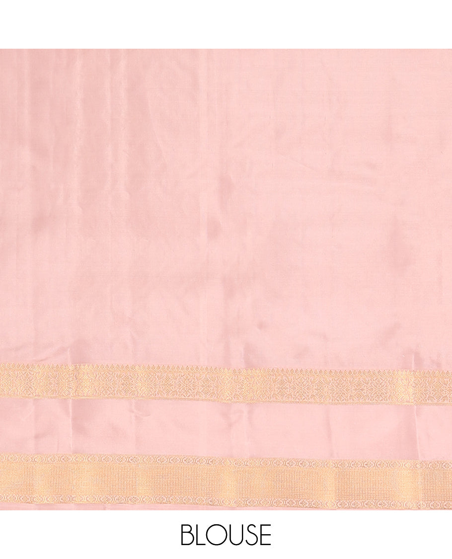 Turquoise Vasundhara Lite Silk Mix Saree, Woven with Zari Buttas, a Contrast Rettai Pettu Traditional Zari Border, Intricate Pallu, and a Contrast Blouse