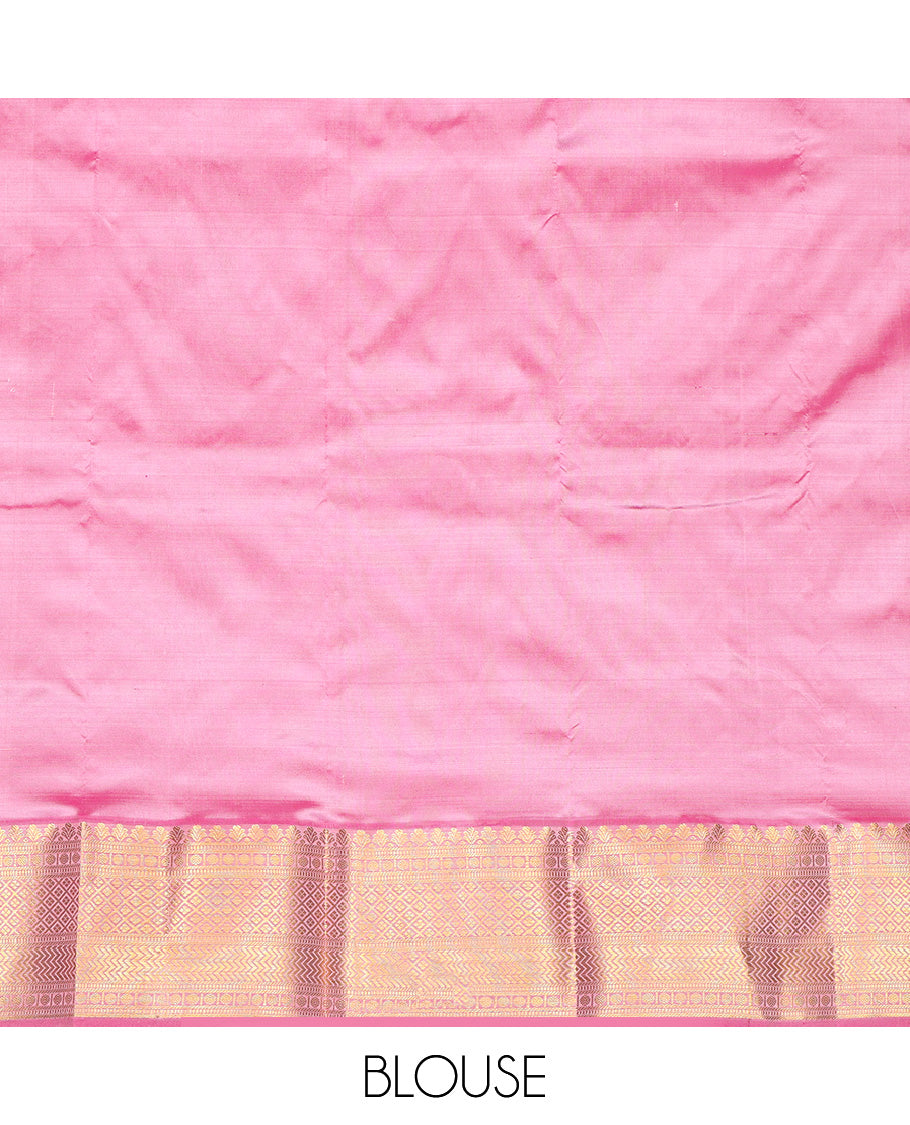 Multi-Color Striped Pure Silk Navarathna Pavadai Material Set