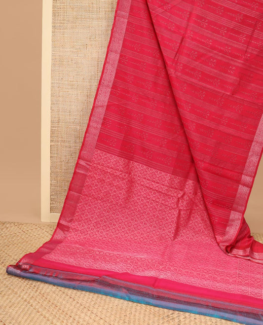 Red floral design vasundhara elite silk saree with self intricate zari design border & floral design pallu