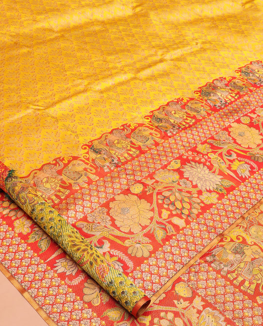 Yellow Kanchipuram Tissue Silk Saree