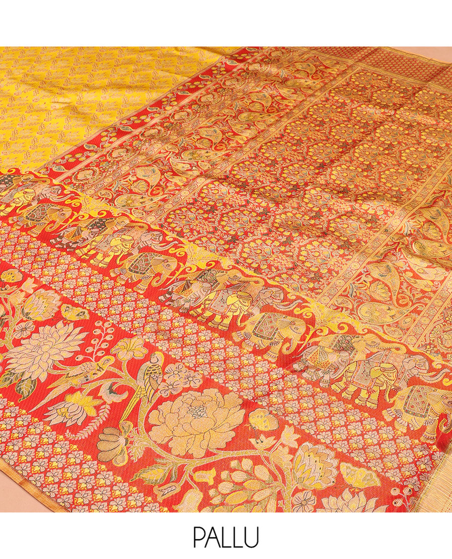 Yellow Kanchipuram Tissue Silk Saree