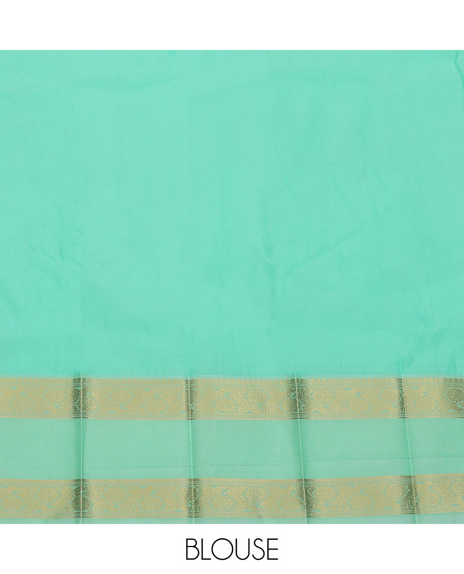 Purple Budget Silk Saree,  Gleamed Up with Zari Buttas, Complemented by a Contrast Traditional Zari Rettai Pettu Border, Grand Pallu, and Contrast Blouse