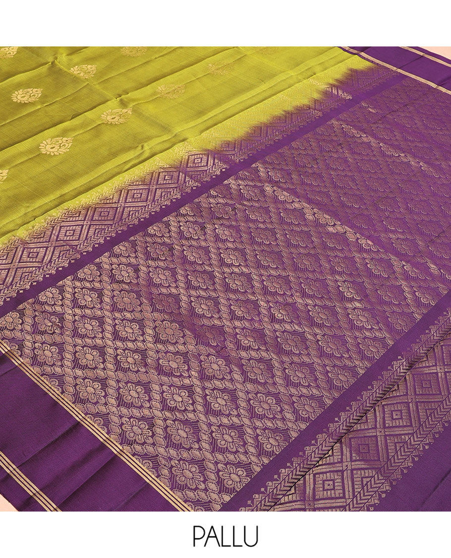 Leaf Green Zari Buttas Mayuri Lite Silk Mix Saree