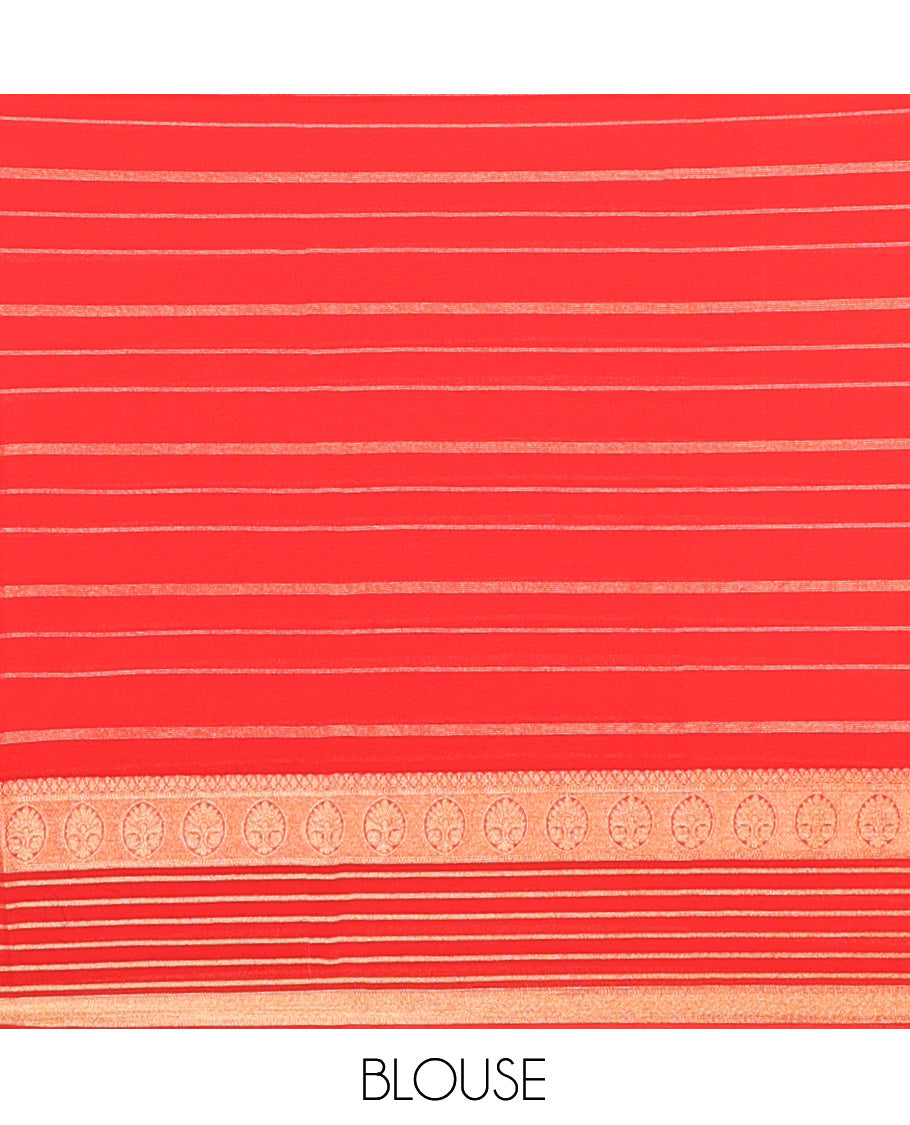Red Semi Mysore Silk Saree