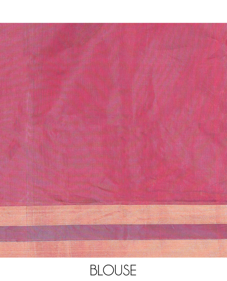 Orange Silk Cotton Saree, Adorned with Polka Dot Buttas, Complemented by a Contrast Border, Intricately Designed Pallu, and a Contrast Blouse