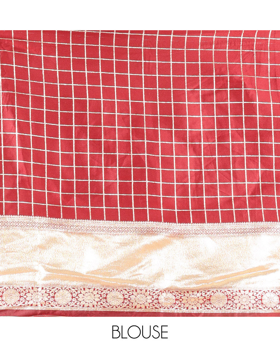 Maroon Semi-Silk Half-Saree
