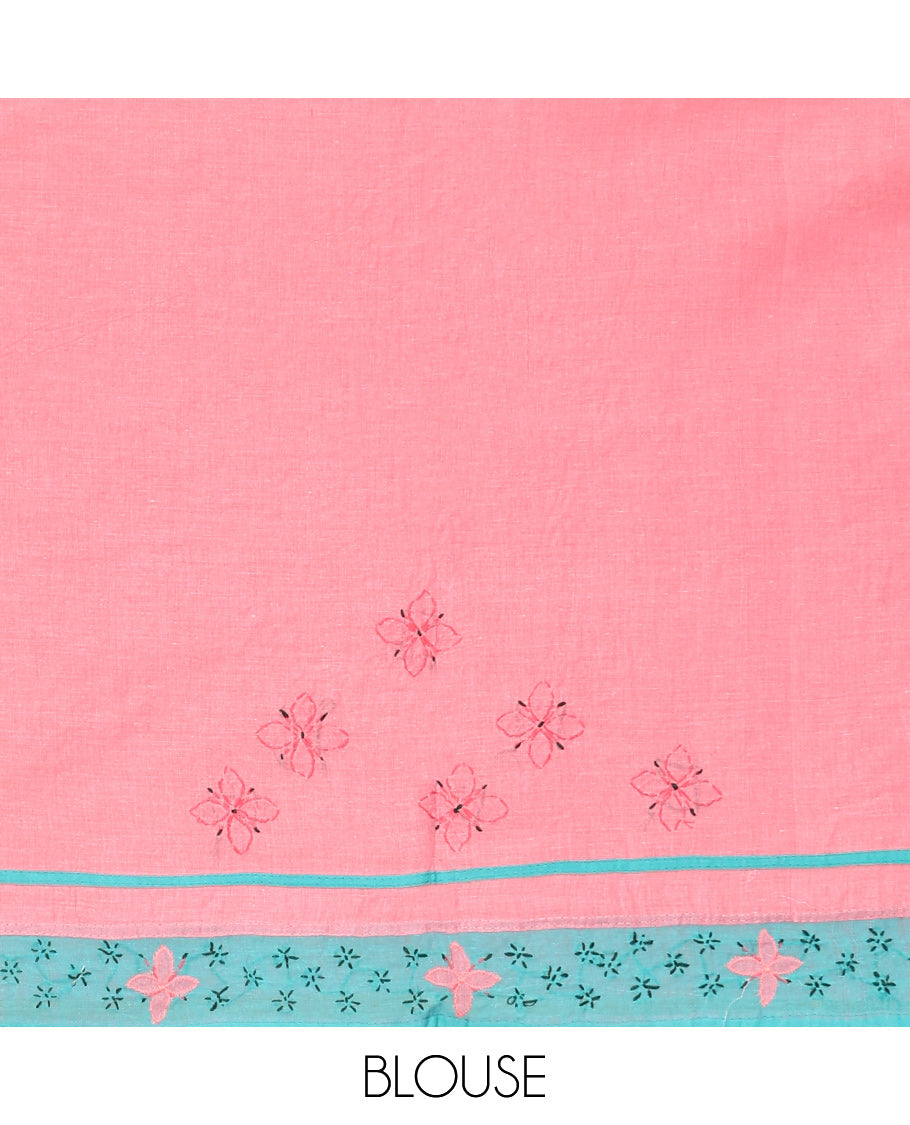 Pink Lucknowi Chikankari Saree
