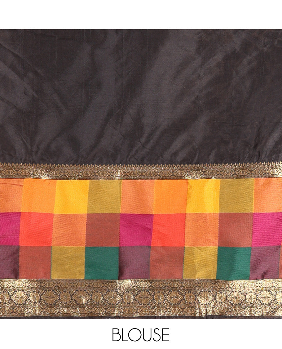 Black Semi-Silk Half-Saree