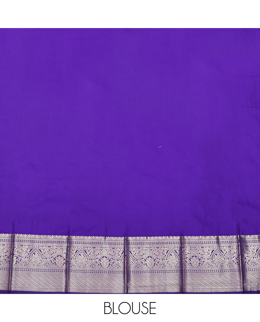 Green Budget Silk Saree, Decorated with Zari Buttas All Over Its Body, Complemented by a Contrast Traditional Zari Design Border, Grand Jaal Pallu, and Paired with a Contrast Blouse