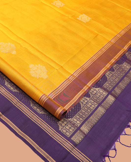 Yellow Mayuri Lite Silk Mix Saree