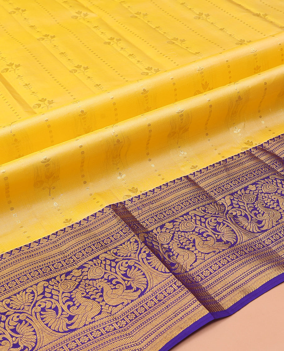 Yellow Pure Silk Half Saree