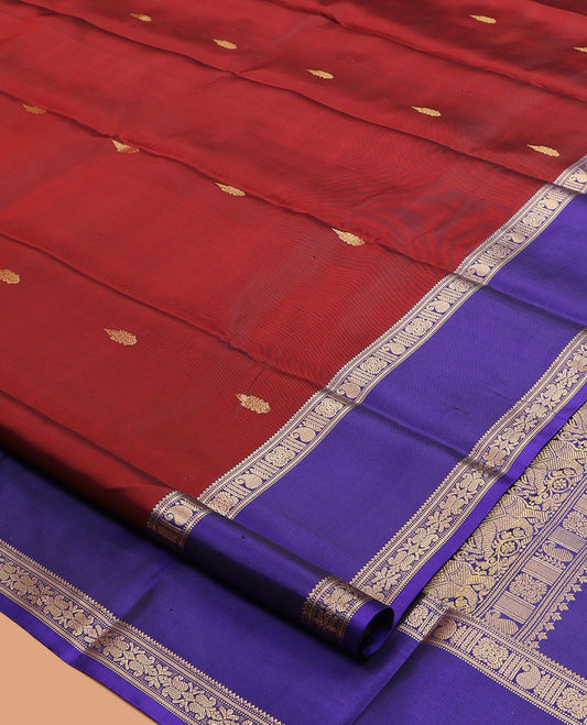 Red Kanchipuram Chettinad Saree