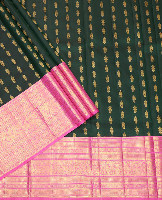 Green Pure Silk Navarathna Pavadai Material Set
