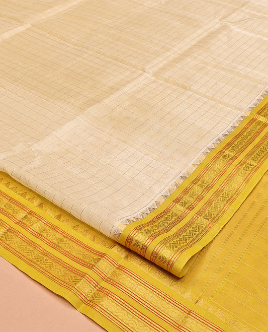 Light Sandal Checks Kuppadam Silk Saree