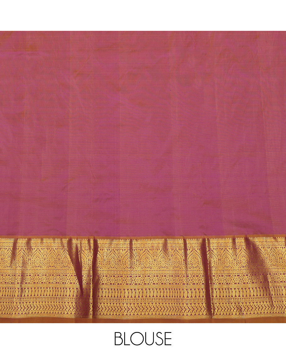Violet Pure Silk Navarathna Pavadai Material Set