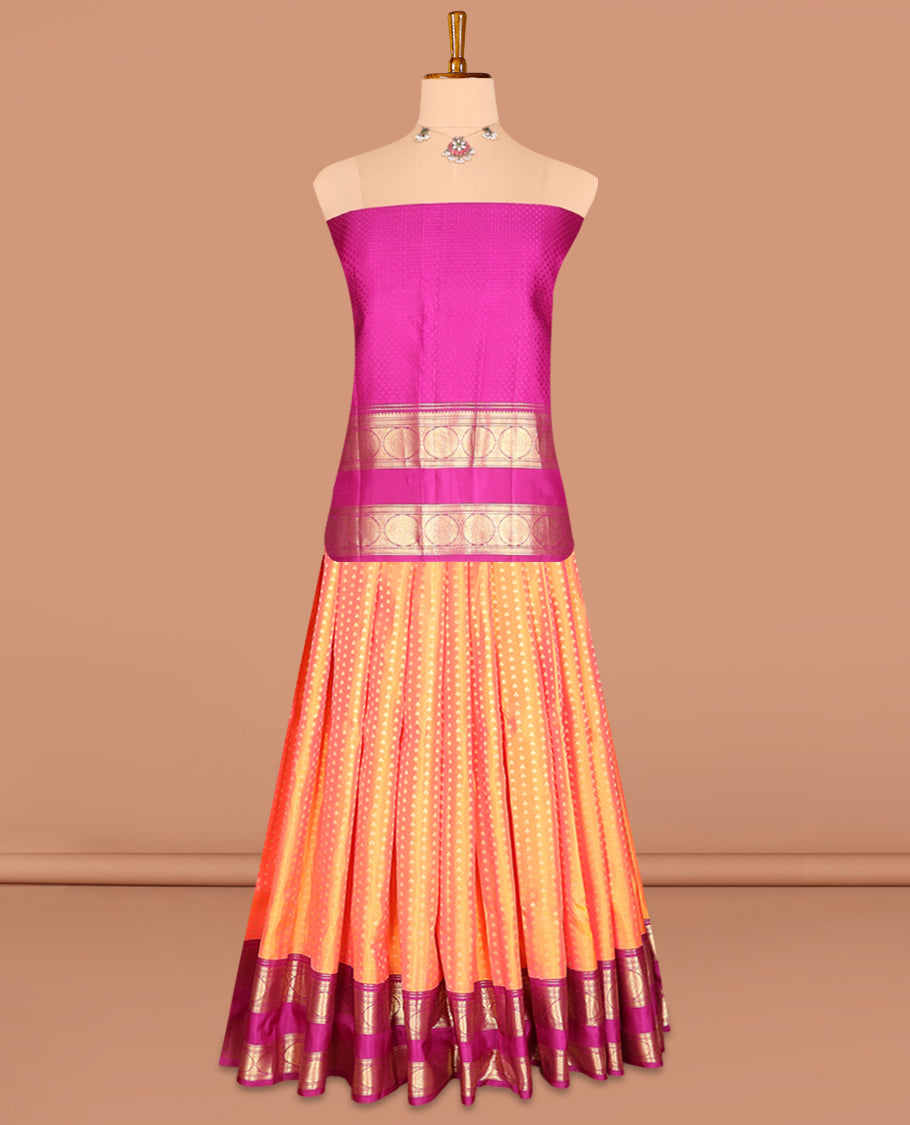 Orange Pure-Silk Half-Saree