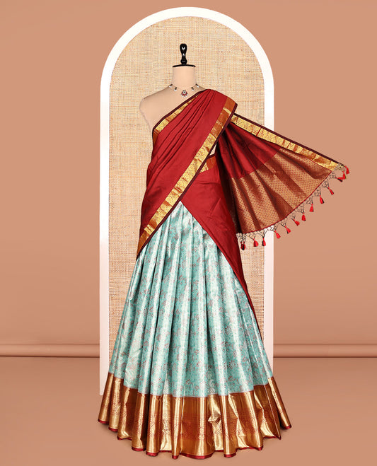 Blue Art Silk Half-Saree