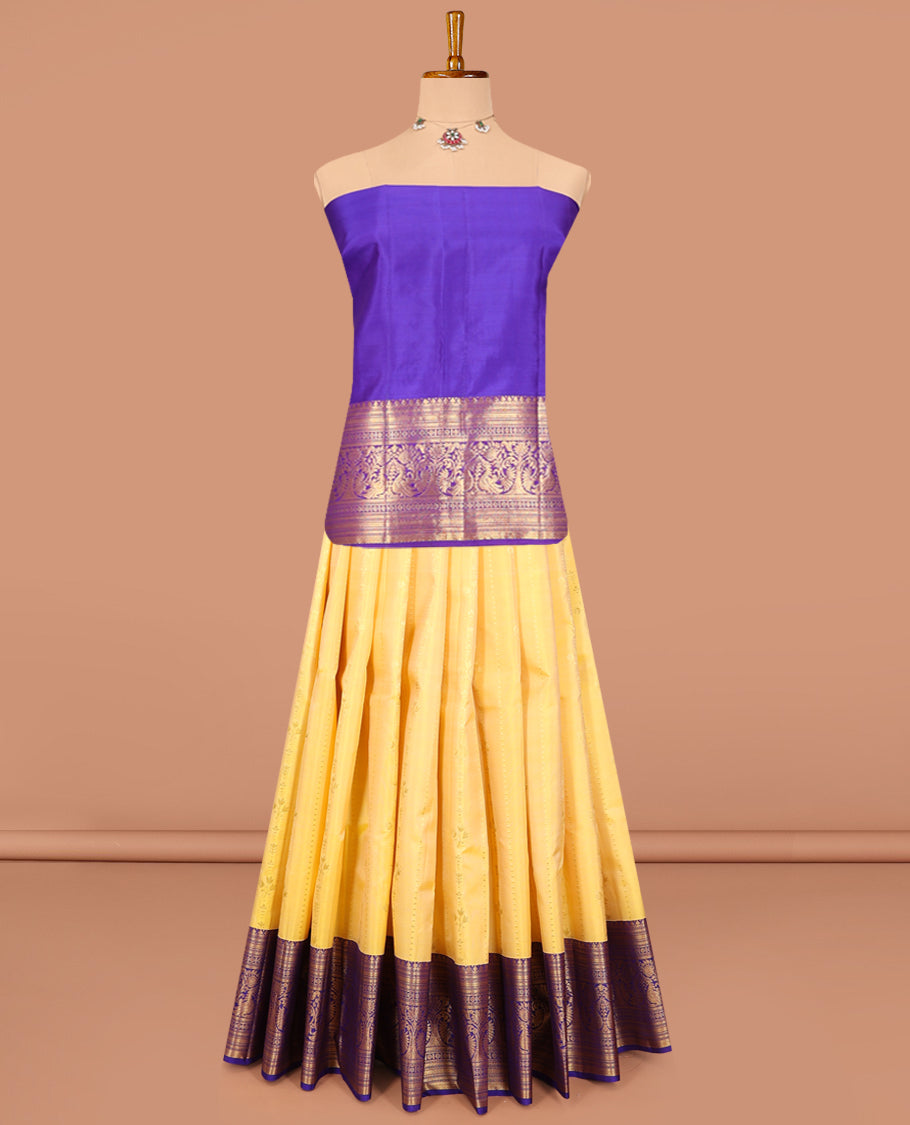 Yellow Pure Silk Half Saree