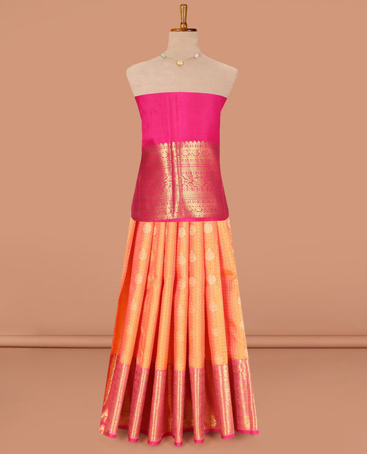 Orange Pure Silk Navarathna Pavadai Material Set