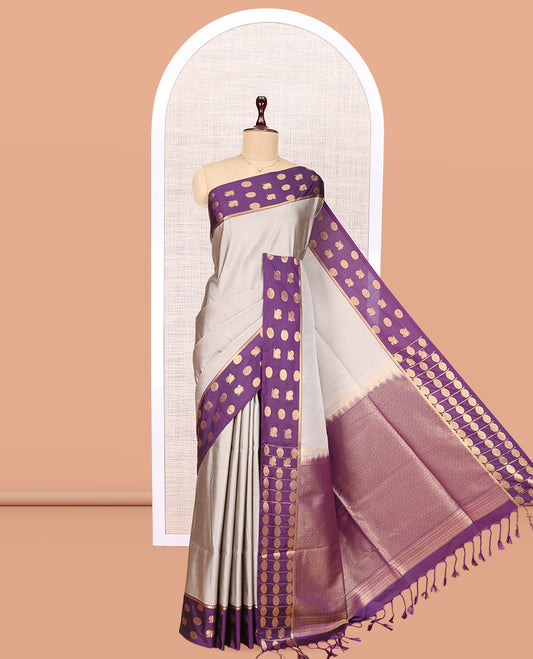 Grey Peacock Chakra Budget Silk Saree