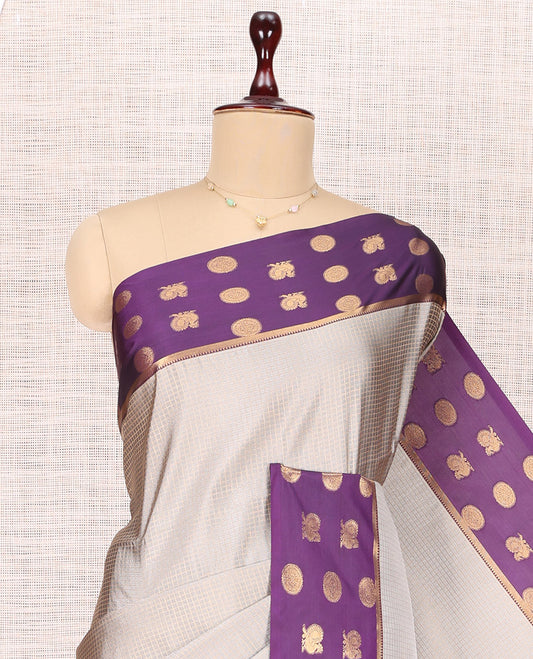 Grey Peacock Chakra Budget Silk Saree