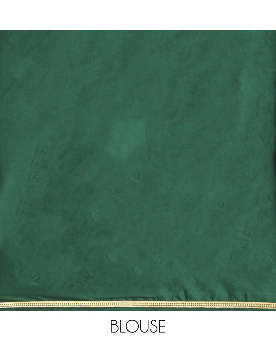 Bottle Green Semi-Mysore Silksaree, a Traditional Zari Border, a Matching Blouse