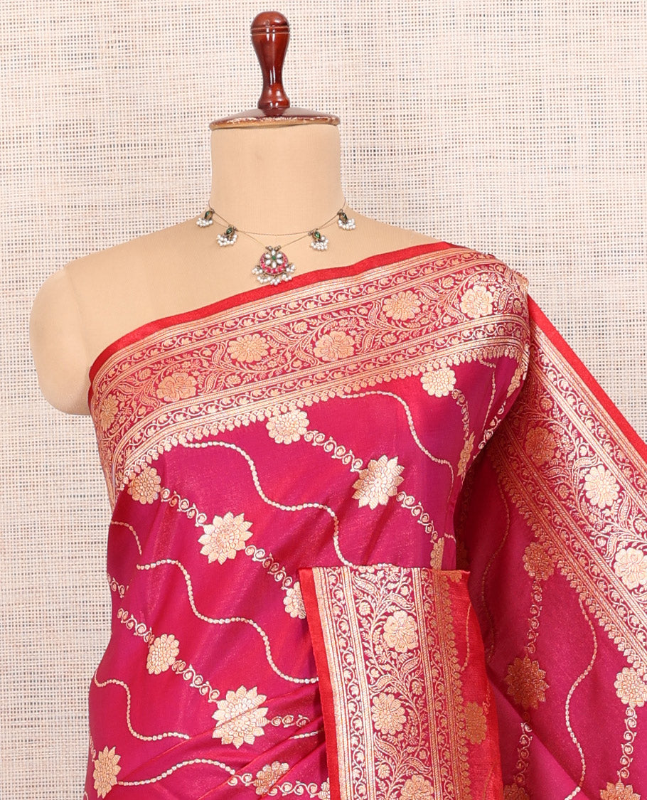 Pink Banaras Nylon Saree