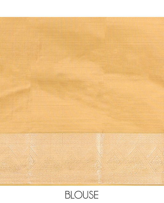 Peach Art Silk Half-Saree Pavadai Material Sparsely Woven with Zari-Buttas Skirt, a Contrast Traditional Border, Contrast Blouse, and Intricate Dhavani