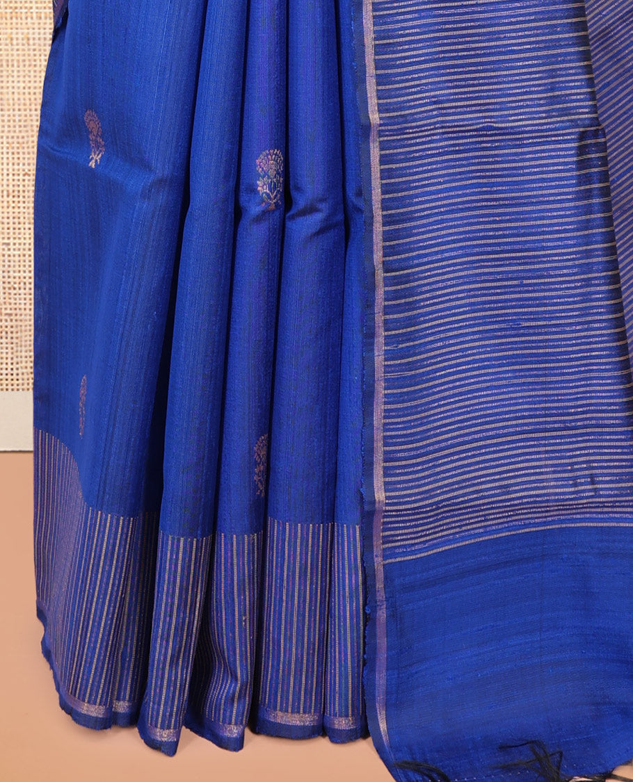 Blue Dupion Saree