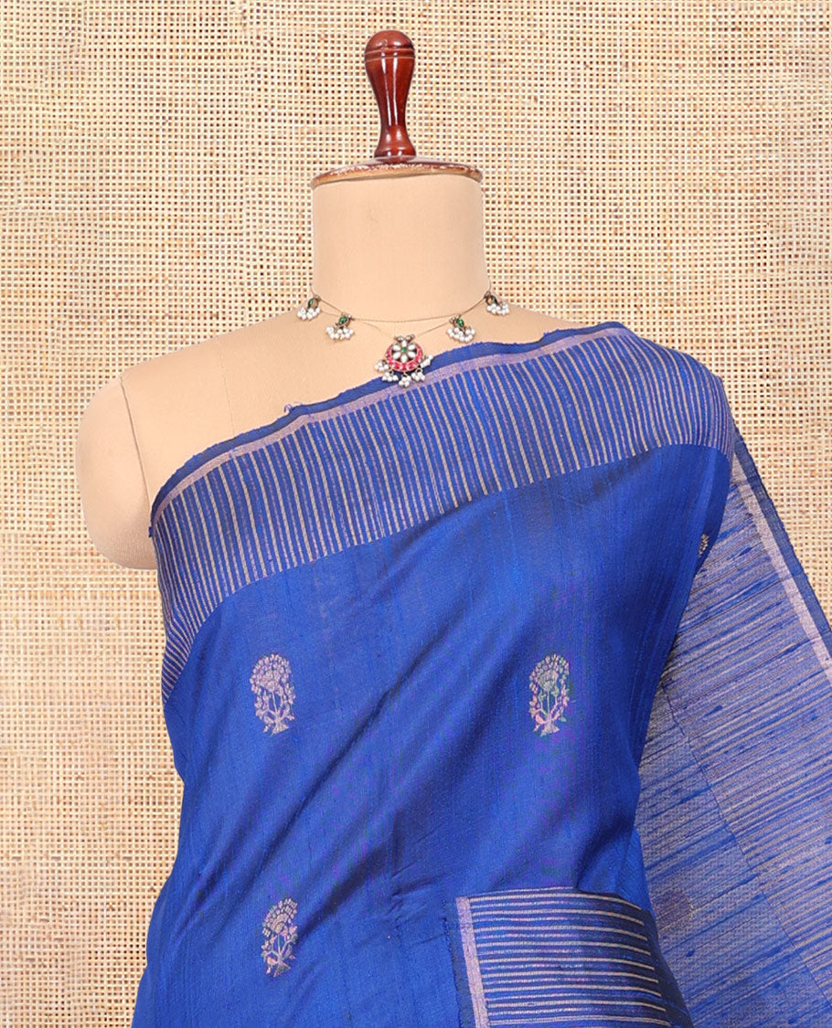 Blue Dupion Saree