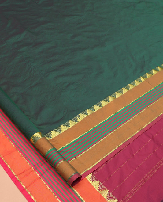 Green Plain Ten-Yard Art Silk Saree
