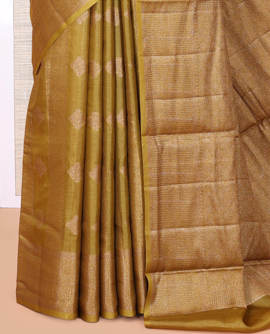 Mustard Tussar Silk Saree