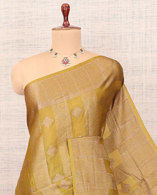 Mustard Tussar Silk Saree
