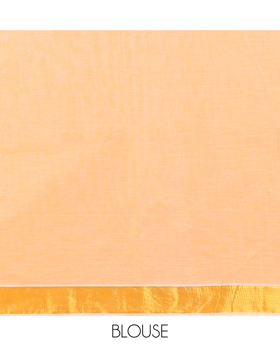 Sandal striped jute cotton saree, self-border & striped pallu