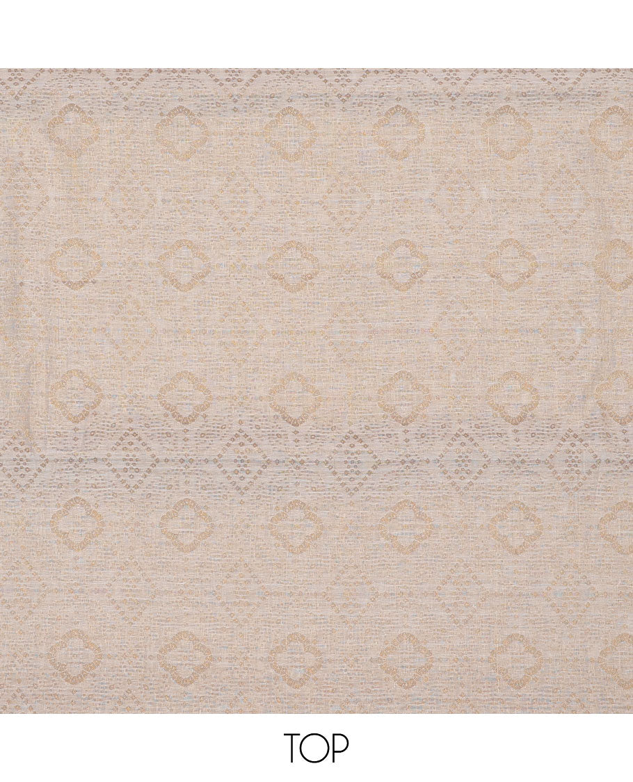 Cream chudidhar material set,intricate design top, pink plain bottom & floral design dupatta