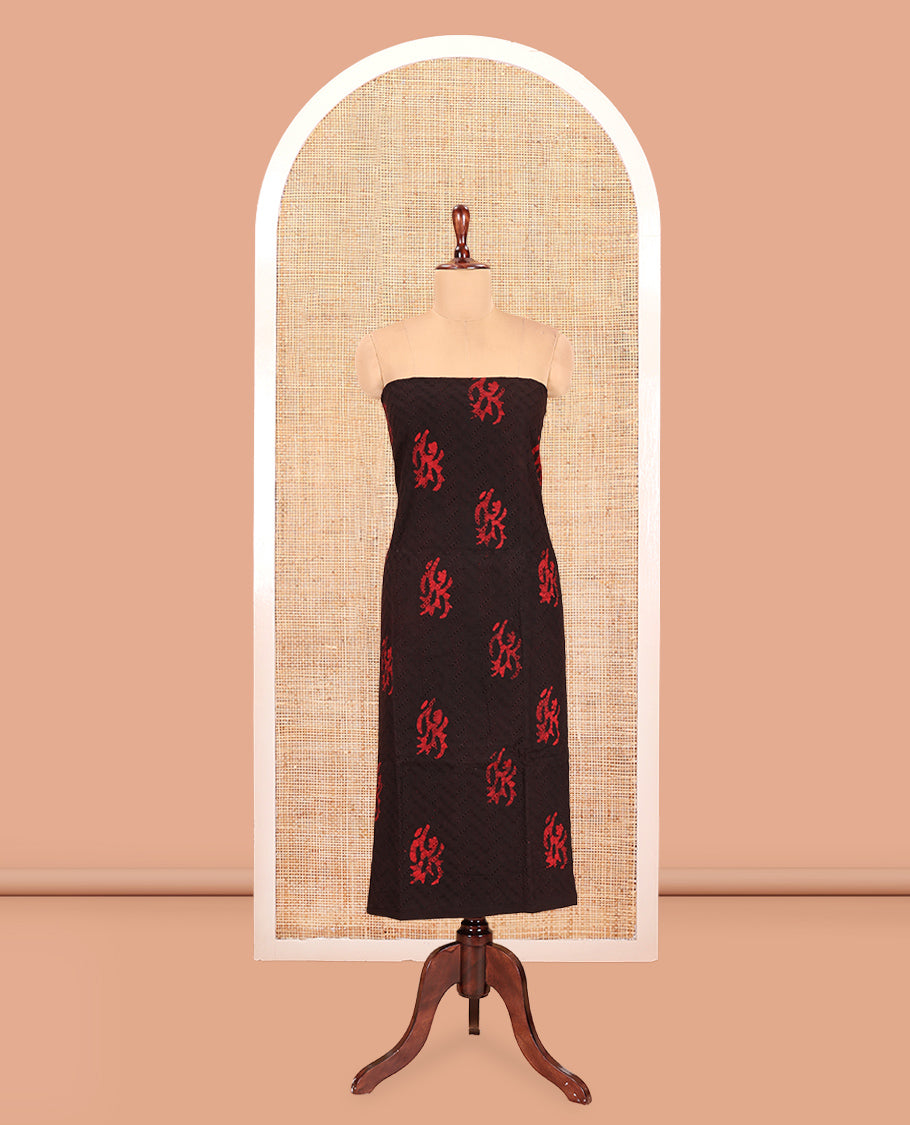 Black Cotton Material Chudidar, Batik Printed Hakoba Work Top, Contrast Bottom, Batik Printed Dupatta