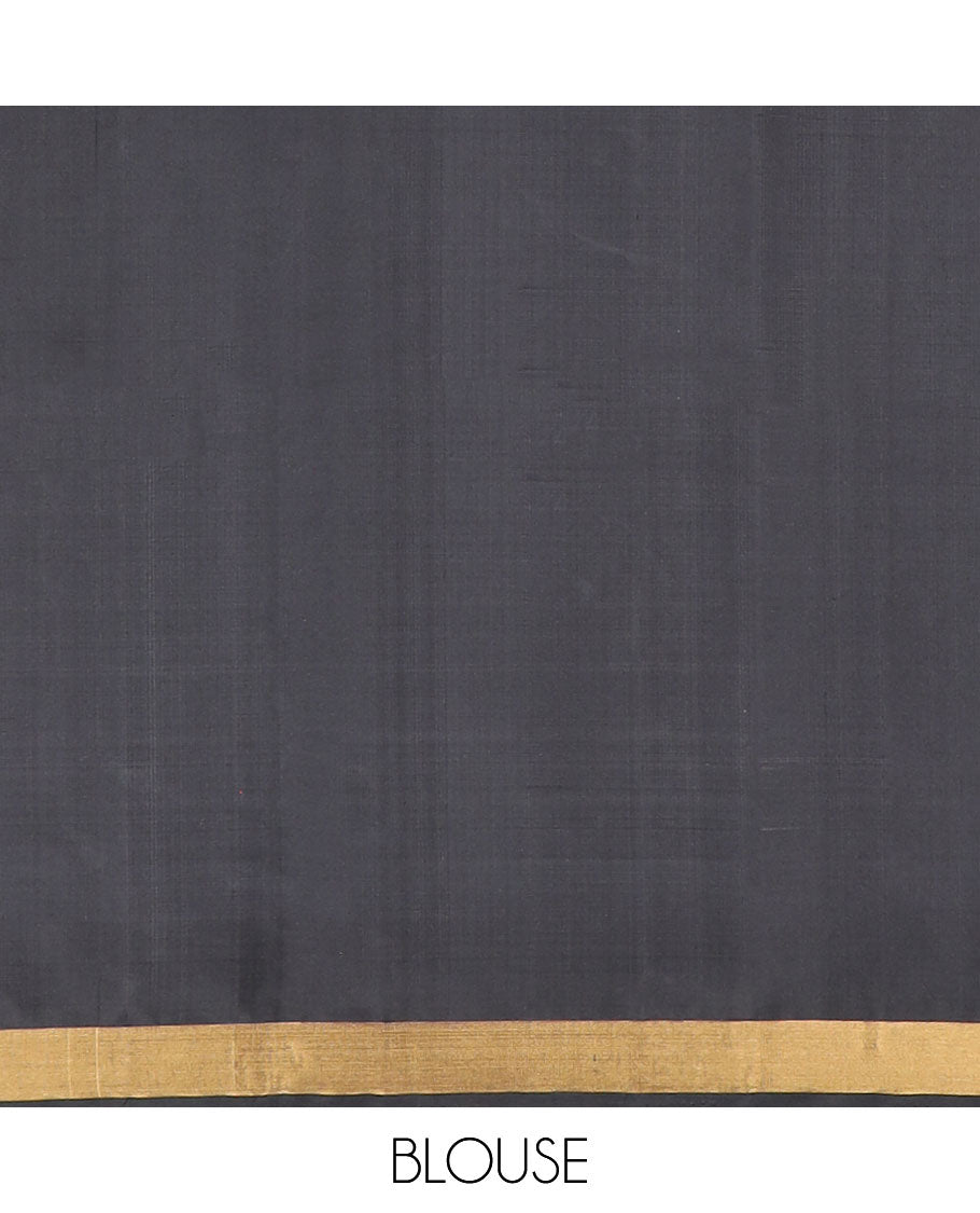 Multi-color striped soft silk saree with contrast zari border & striped, temple design pallu