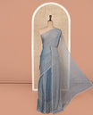 Blue Designer Saree Featuring Stonework, Scallop Stonework Border, Self Pallu, and Matching Blouse
