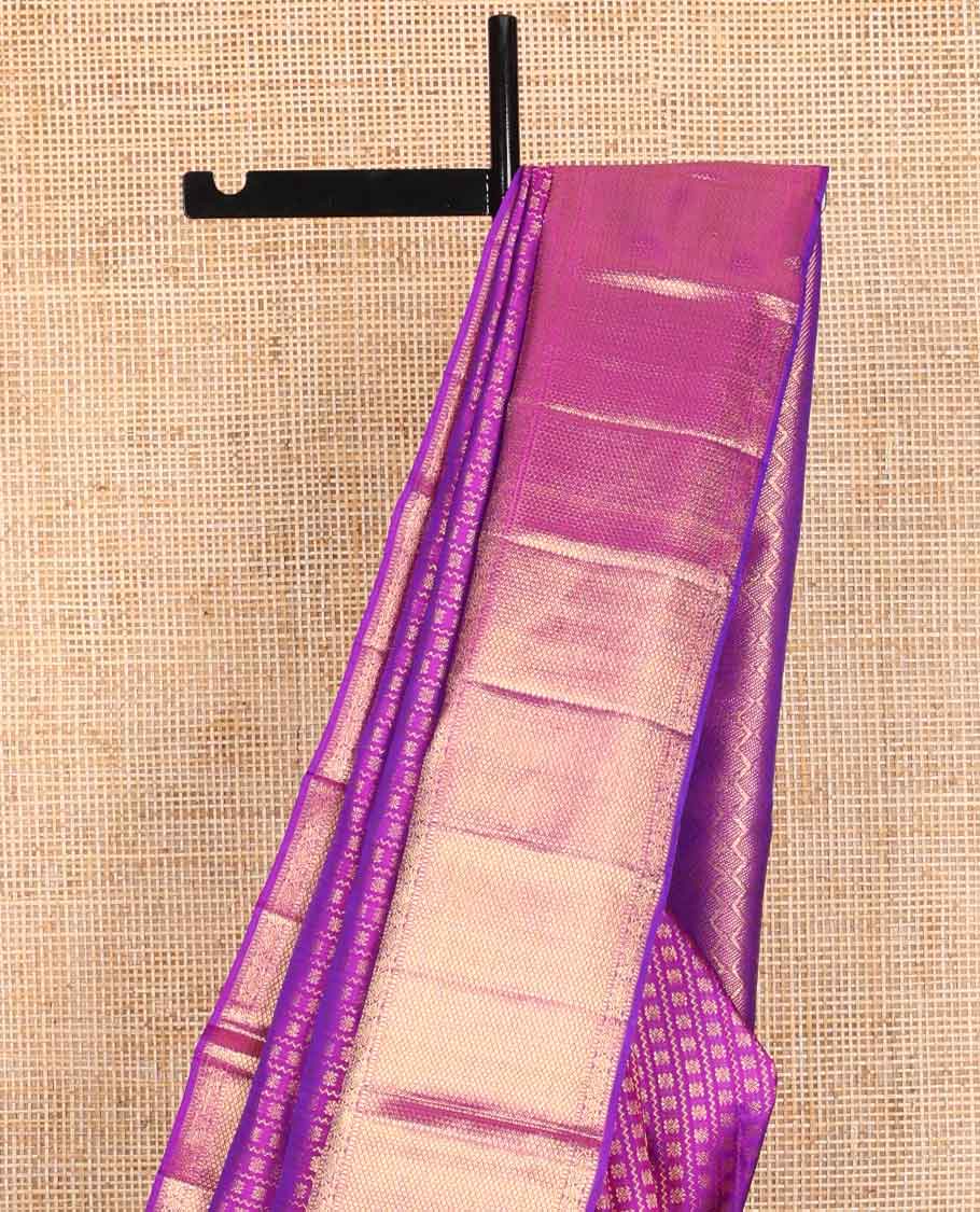 Purple floral design silk saree with self border of intricate zari design & argyle design pallu