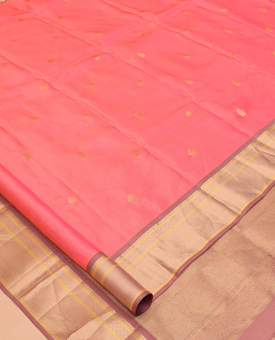 Pink-Light Chocolate Vasundhara Lite Silk Mix Saree