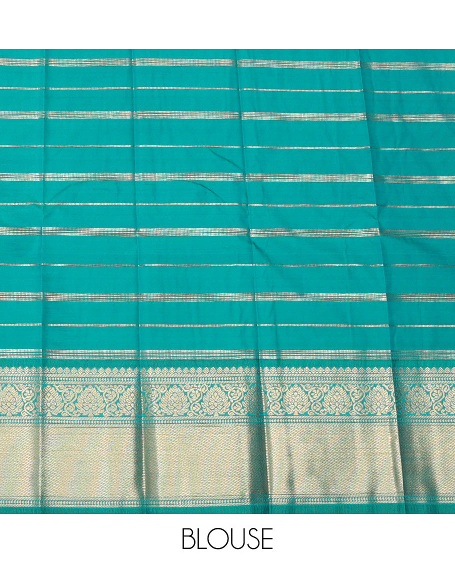 Navy Budget Silk Saree, Woven with Zari Butta Enclosed Checks, a Contrast Traditional Zari Border, Grand Pallu, and a Contrast Blouse
