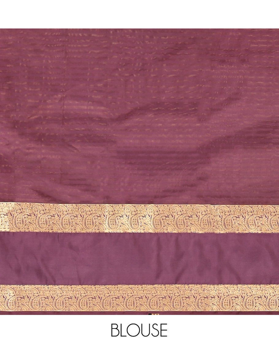 Mustard Vasundhara Lite Silk Mix Saree, Entralled with Zari Buttas and Stripes On Its Body, Complemented by Contrast Border of Manga Designs, Ogee Patterned Pallu and Paired with a Contrast Blouse