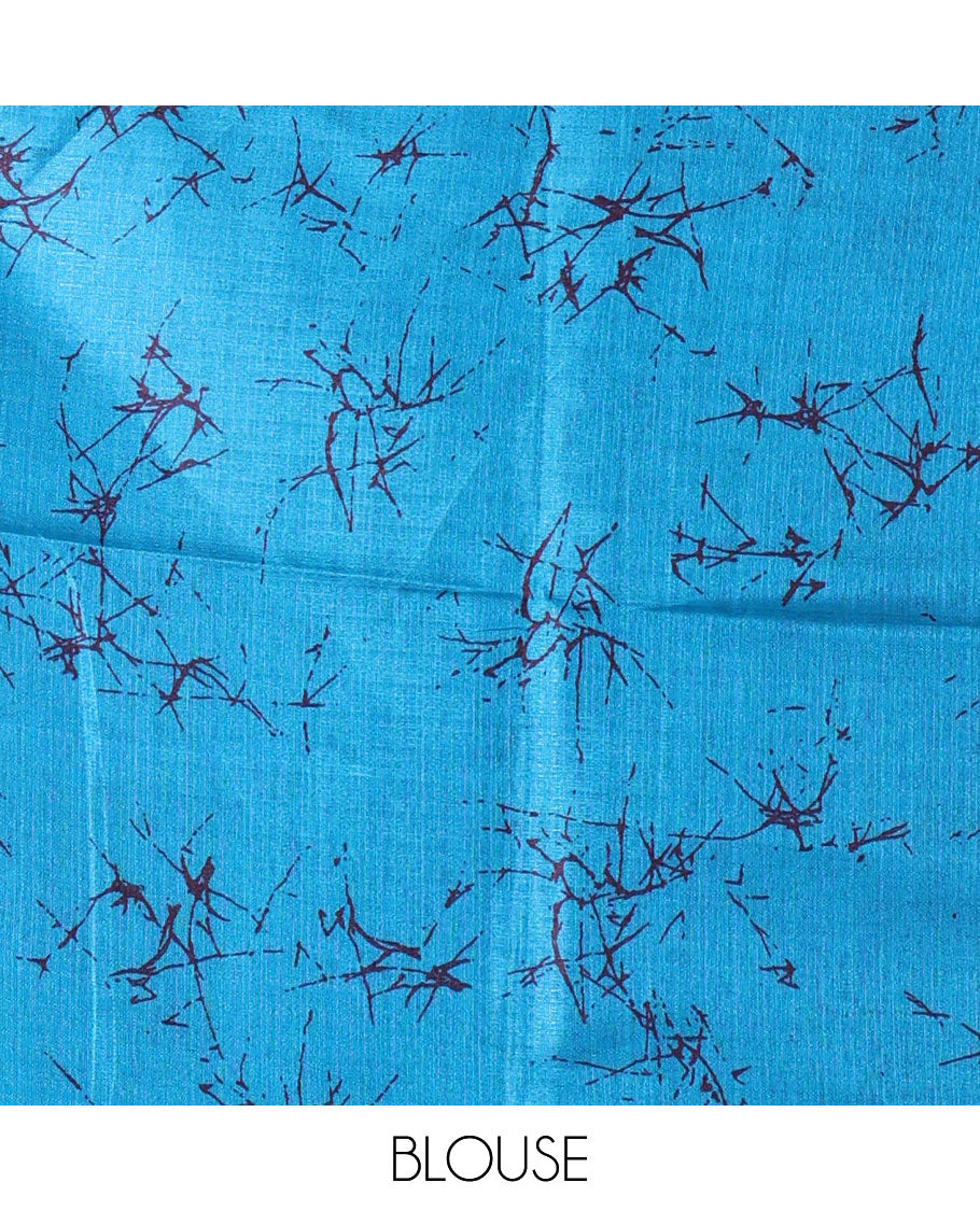 Rani pink batik printed art Khadi cotton saree, batik printed border, batik printed pallu, and a contrast batik printed blouse