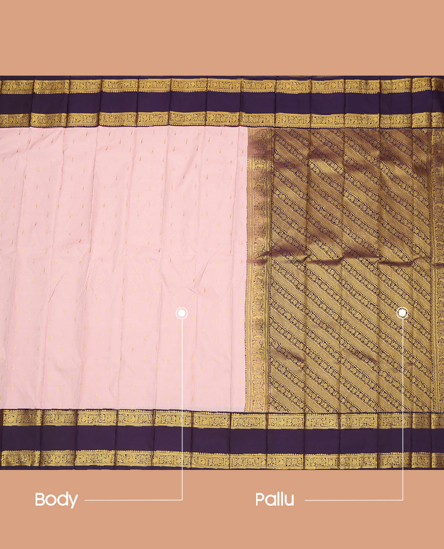 Pale Pink Temple Butta Budget Silk Saree