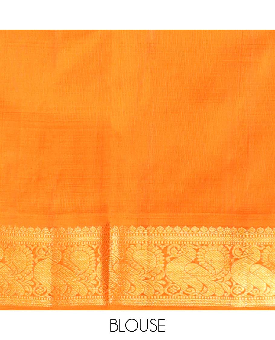 Black floral buttas kancheepuram silk saree with intricate zari pallu & korvai border of thilakam mokku,banaras, mayil designs