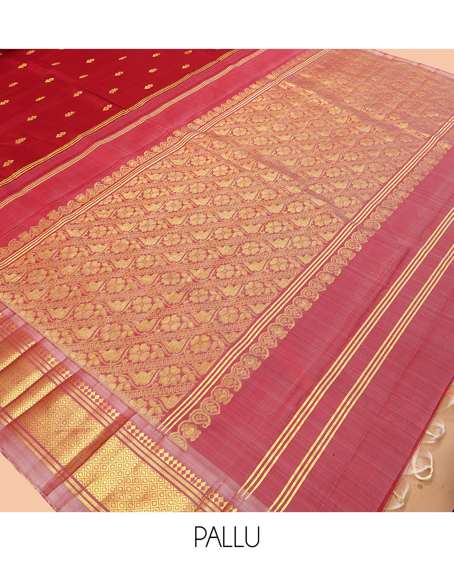Red Zari Butta Kanchipuram Silk Saree