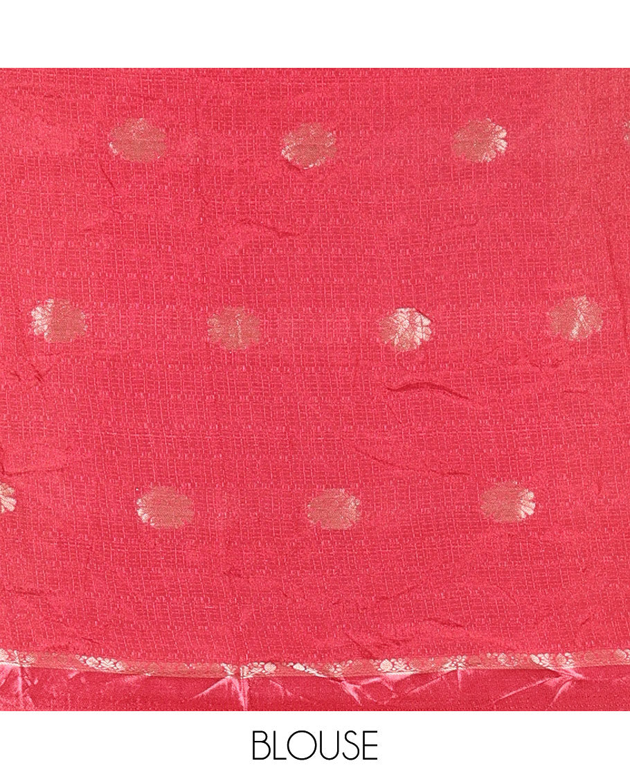 Dusky pink floral zari buttas viscose khadi silk saree, traditional zari satin border, floral zari buttas woven pallu, and a matching zari design blouse