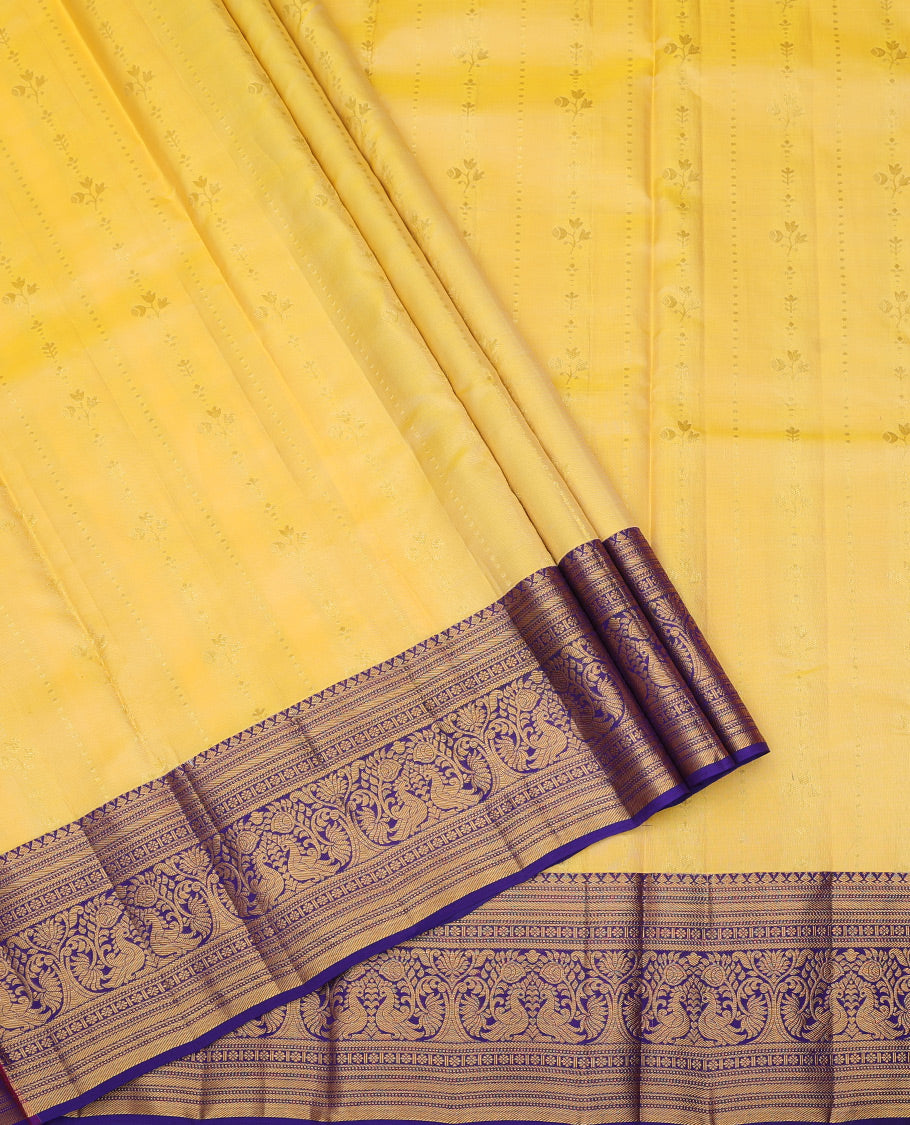 Yellow Pure Silk Half Saree