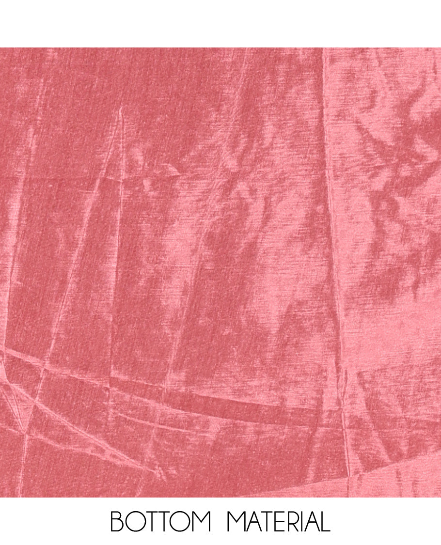 Peach Vichitra Silk Material Chudiddar, Embroidered Top, Plain Bottom, Scallop Embroidered Dupatta