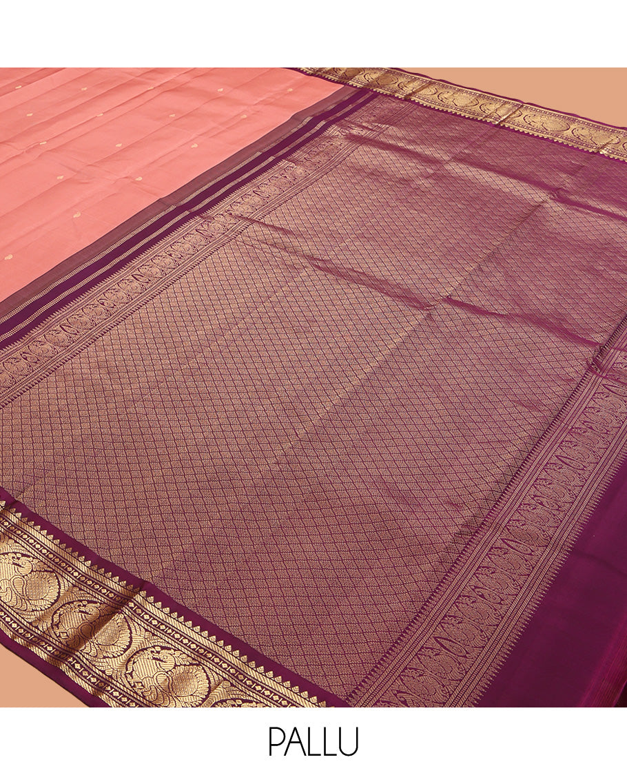 Peach Kanchipuram Silk Saree